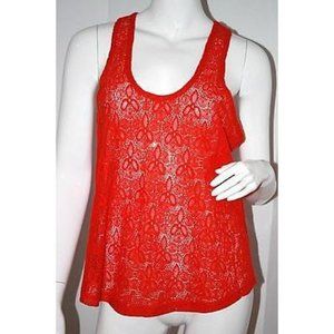 C&C CALIFORNIA Coral FLORAL Lace RACERBACK Molten Lava TANK Top S